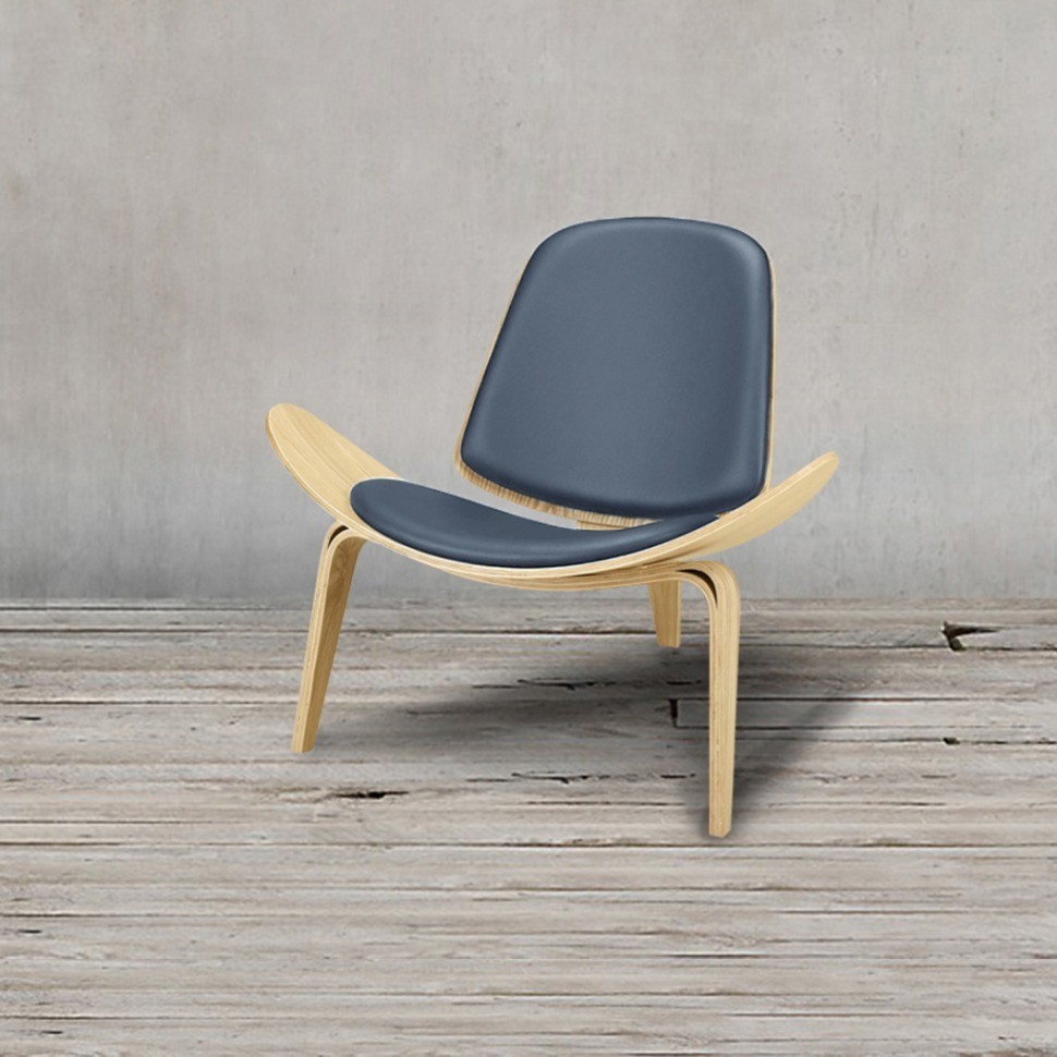 Стул Шелл BLS-01/YM37ash, дерево, натуральна кожа, ash/royal blue, ROOMERS FURNITURE