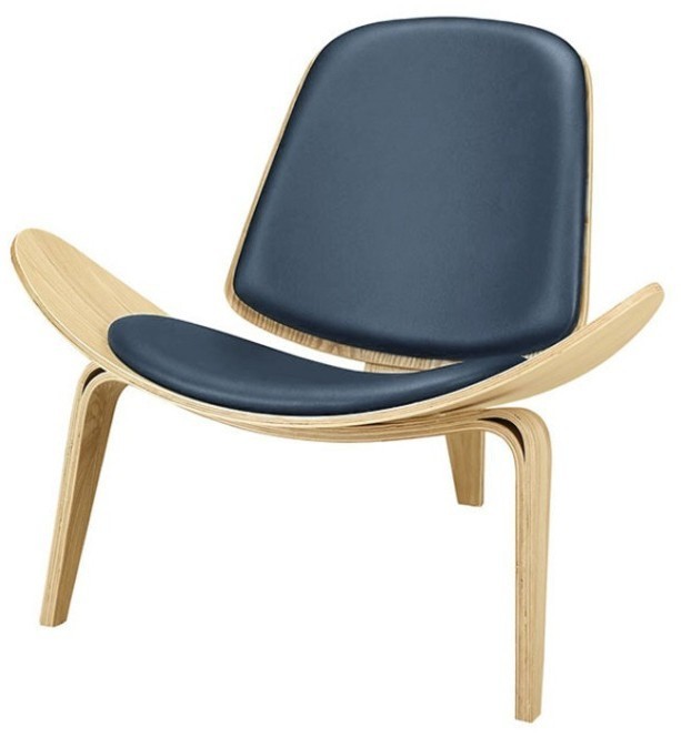 Стул Шелл BLS-01/YM37ash, дерево, натуральна кожа, ash/royal blue, ROOMERS FURNITURE