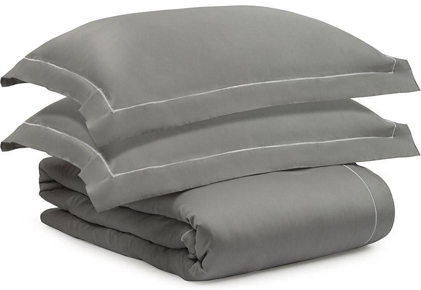 Комплект постельного белья без простыни из египетского хлопка essential, серый, полутороспальный (67326)