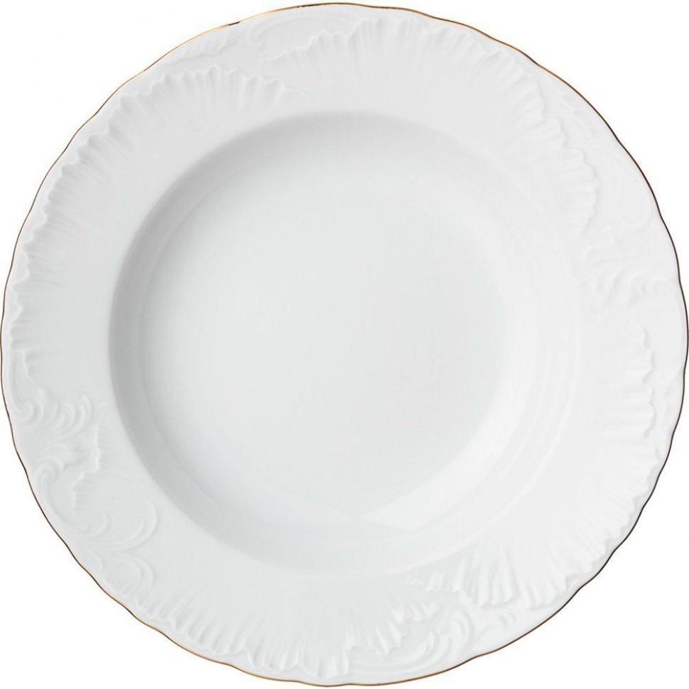 Тарелка рококо "золотая линия" суповая  22,5 см мал.уп. 6шт без упак Cmielow (676-072)