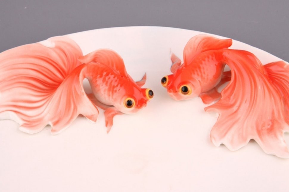Блюдо фарфор "золотая рыбка" 32*29 см.под.упак Hangzhou Jinding (58-073)