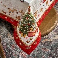 Скатерть &quot;с новым годом&quot; 110х140см ,красный, 100% хлопок,твил пропитка Lefard (850-763-20)