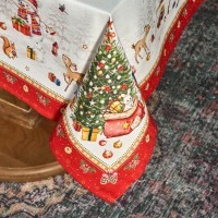 Скатерть &quot;с новым годом&quot; 110х140см ,красный, 100% хлопок,твил пропитка Lefard (850-763-20)