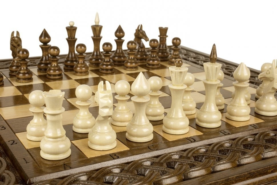 Шахматы + нарды резные "Армянский Орнамент 2" 40, Haleyan (64027)
