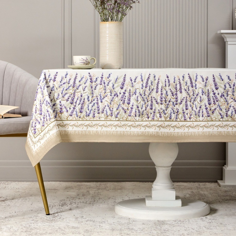 Скатерть "душа прованса" 140х180см ,белый, 100% хлопок,твил с пропиткой Lefard (850-735-23)