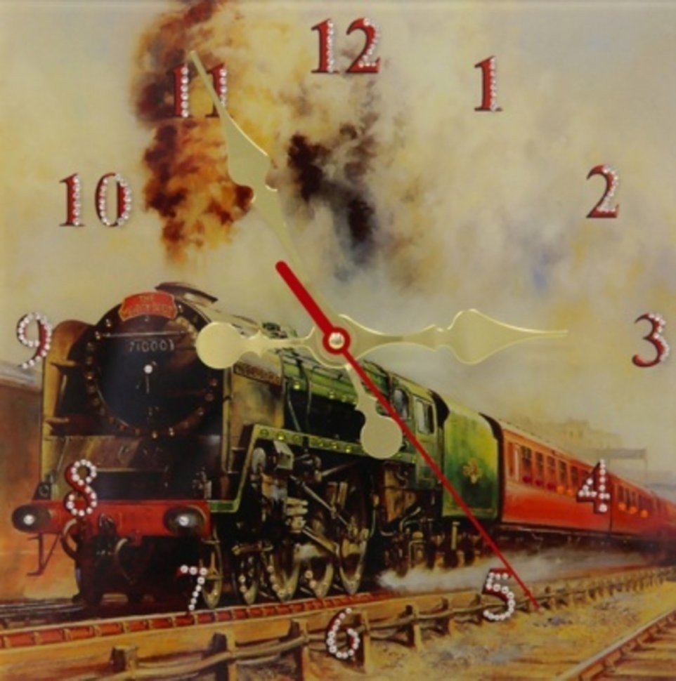 Картина Часы Локомотив с кристаллами Swarovski (1671)