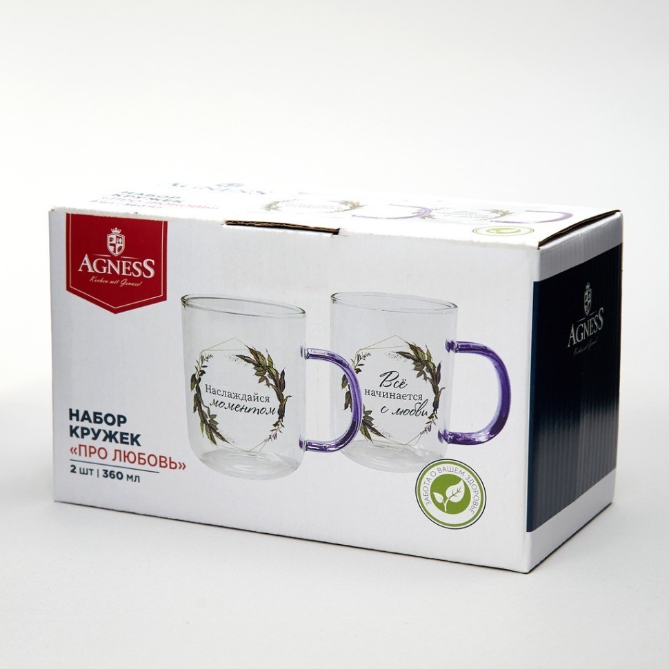 Набор кружек "про любовь" из 2-х шт. 360 мл Agness (887-273)
