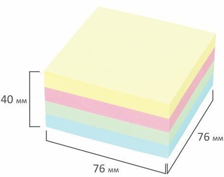 Блок самоклеящийся (стикеры) Staff Profit 76х76 мм 400 листов 4 цвета 129352 (6) (85485)