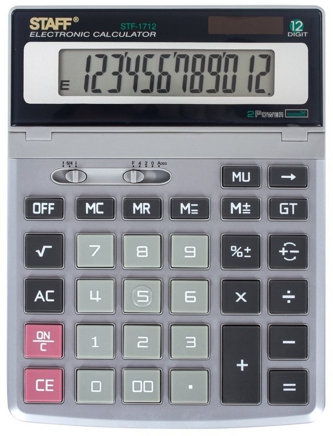 Калькулятор настольный металлический Staff STF-1712 12 разрядов 250121 (64890)