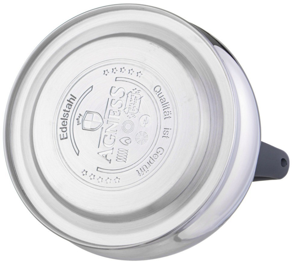 Чайник agness со свистком 3,0 л термоаккумулирующее дно, индукция (937-909)