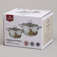 Набор кастрюль эмалированный, серия &quot;family house&quot; 4пр. 2,0/2,8л диа.18/20см Agness (943-101)