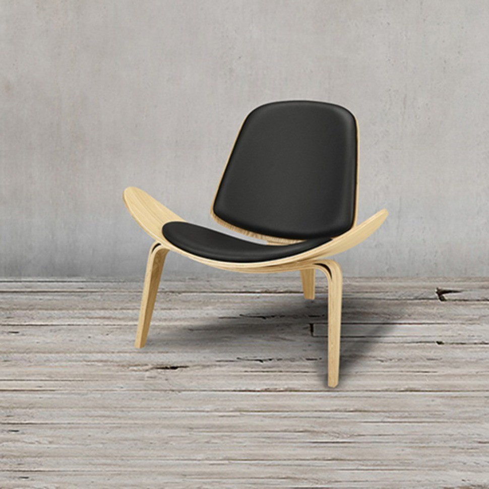 Стул Шелл BLS-01/YM2037ash, дерево, натуральна кожа, ash/black, ROOMERS FURNITURE