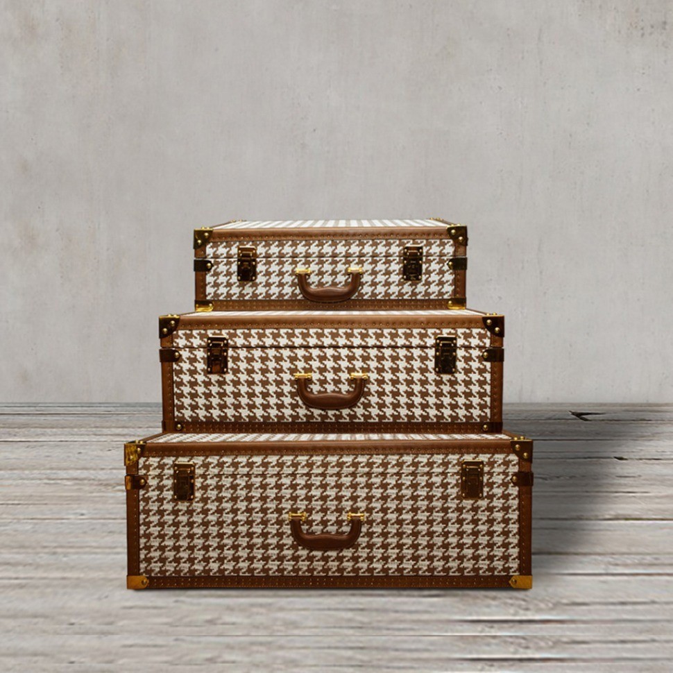 Сундук T0138/58C#, текстиль, кожа, металл, gold/brown, ROOMERS FURNITURE