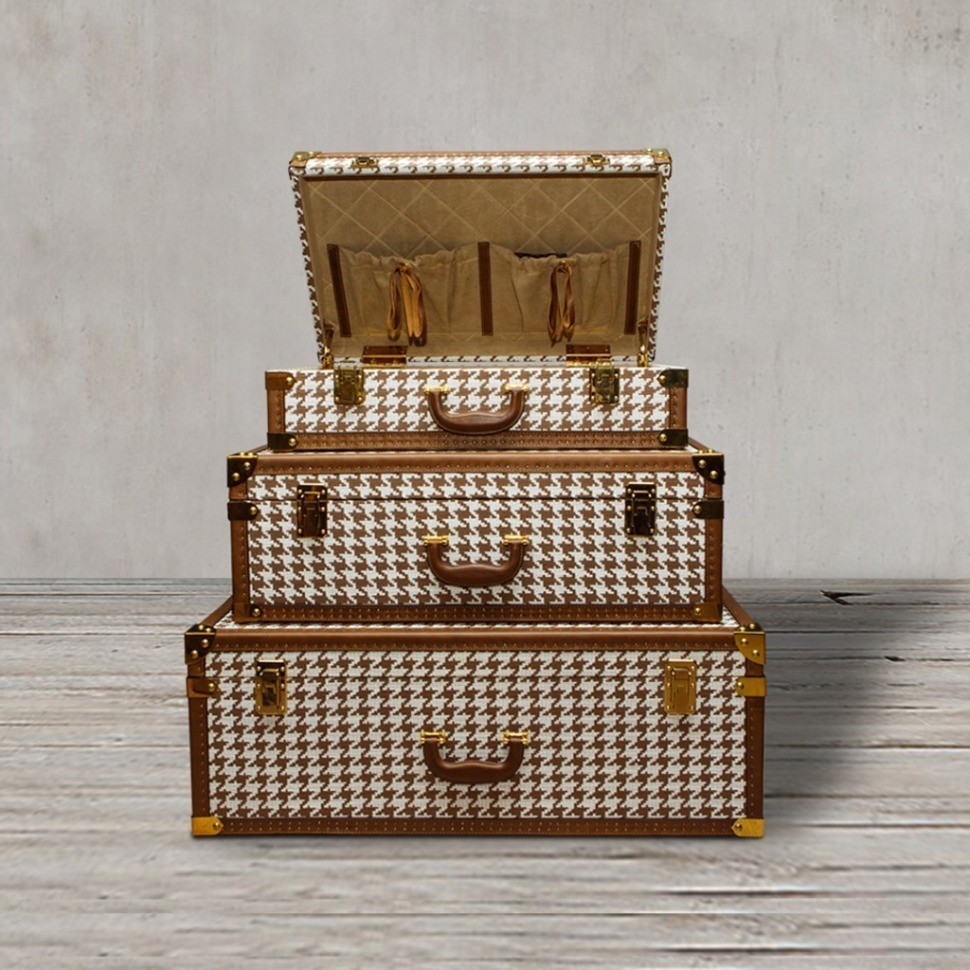 Сундук T0138/58C#, текстиль, кожа, металл, gold/brown, ROOMERS FURNITURE