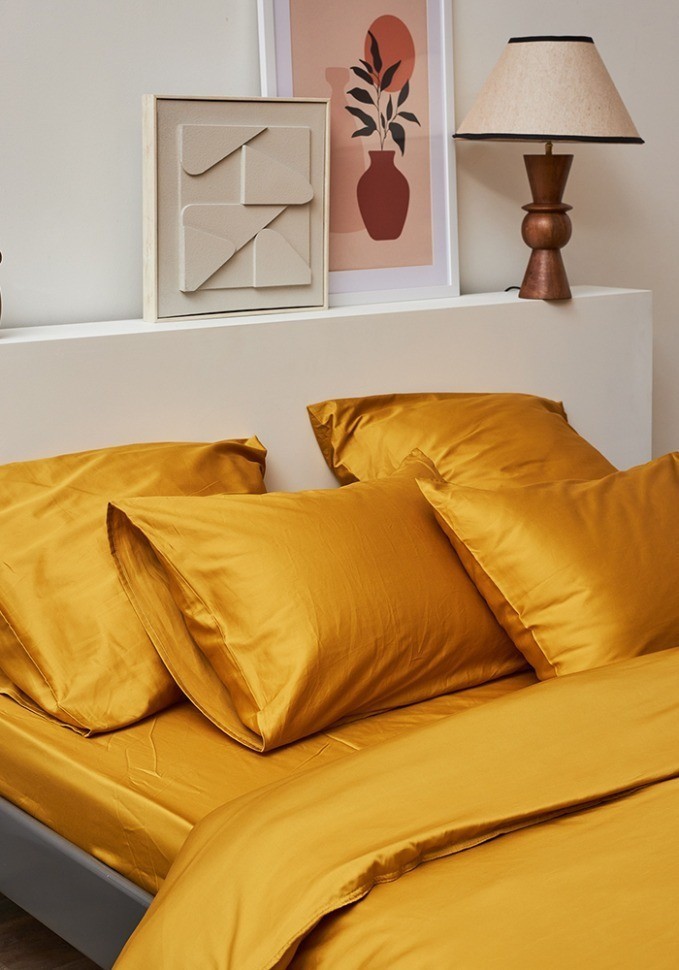 Набор наволочек из премиального сатина горчичного цвета из коллекции essential, 70х70 см (78469)