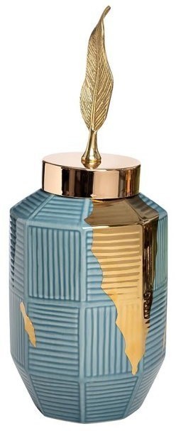 Ваза керам. синяя с золотым декором d16*42см (TT-00004772)