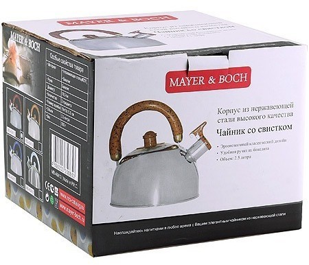 Чайник нерж 2,5л бордовая ручка Mayer&Boch (40413)