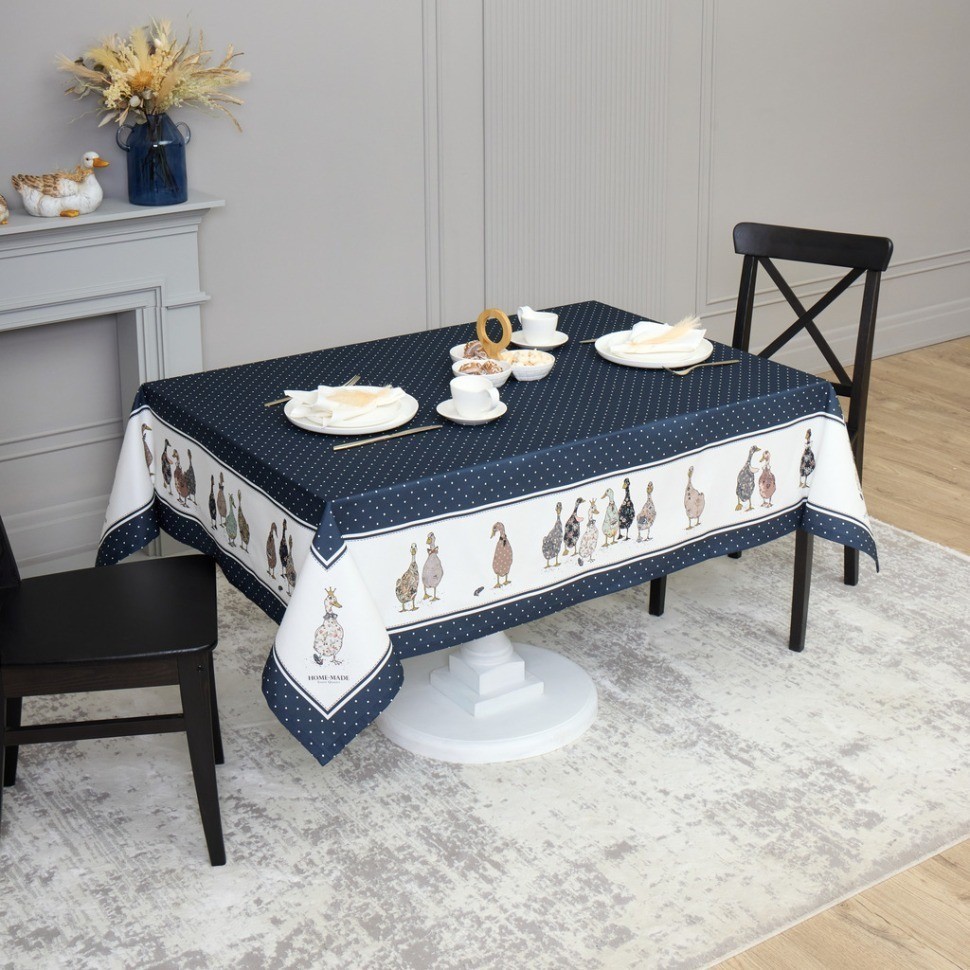 Скатерть "family farm" 110х140см ,синий, 100% хлопок,твил пропитка Lefard (850-742-20)