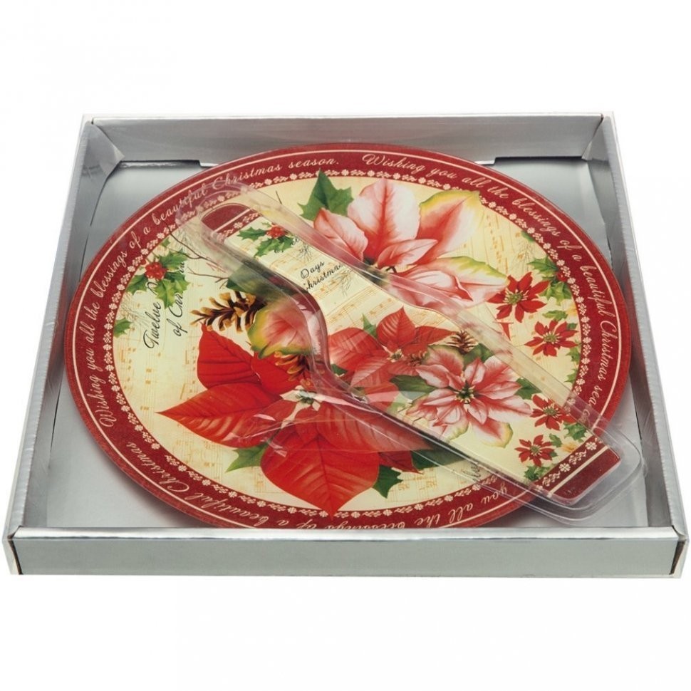 Блюдо для торта с лопаткой коллекция "рождественская сказка" 28 см Lefard (198-162)