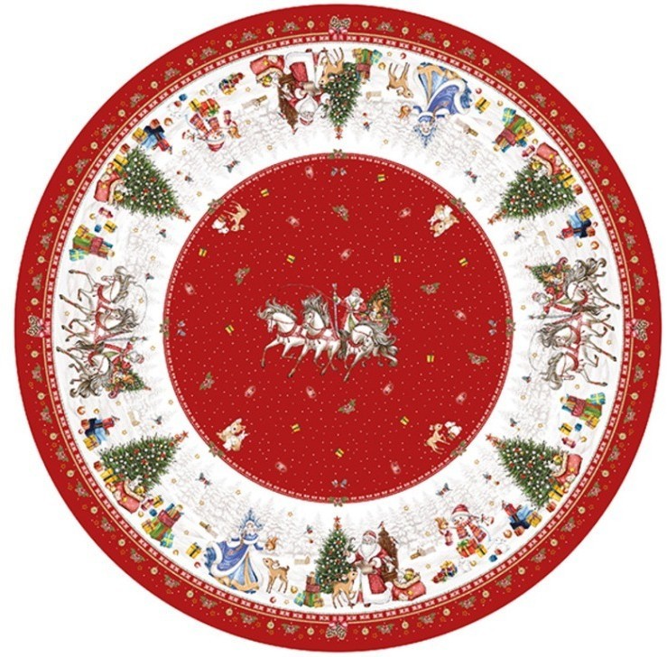 Скатерть круглая  "с новым годом"150 см  ,красный, 100% хлопок ,твил Lefard (850-763-24)