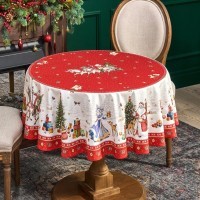 Скатерть круглая  &quot;с новым годом&quot;150 см  ,красный, 100% хлопок ,твил Lefard (850-763-24)