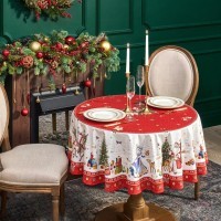 Скатерть круглая  &quot;с новым годом&quot;150 см  ,красный, 100% хлопок ,твил Lefard (850-763-24)