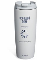 Термокружка agness &quot;хороший день&quot; 360мл, колба нерж.сталь 18/10 (709-118)