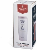 Термокружка agness &quot;хороший день&quot; 360мл, колба нерж.сталь 18/10 (709-118)