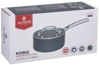 Ковш с крышкой 1,4л &quot;chef&quot;agness 16*7,5см, анодированный алюминий,3х слойное покрытие daikin (947-105)