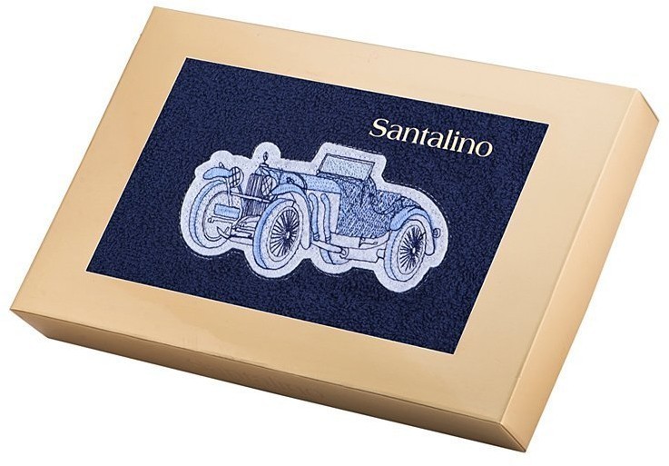Полотенце "ретро автомобиль" 70*40 см., 380 г/м2, м/х, х/б 100% синий SANTALINO (850-110-34)