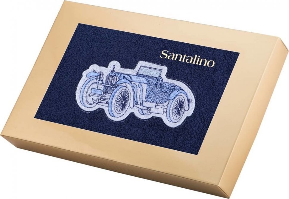 Полотенце "ретро автомобиль" 70*40 см., 380 г/м2, м/х, х/б 100% синий SANTALINO (850-110-34)