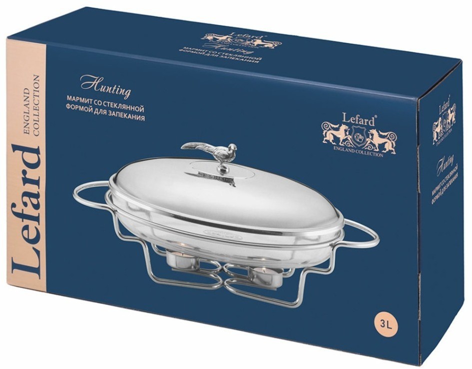 Мармит lefard серия "охота" со стеклянной формой для запекания, 3л (920-100)