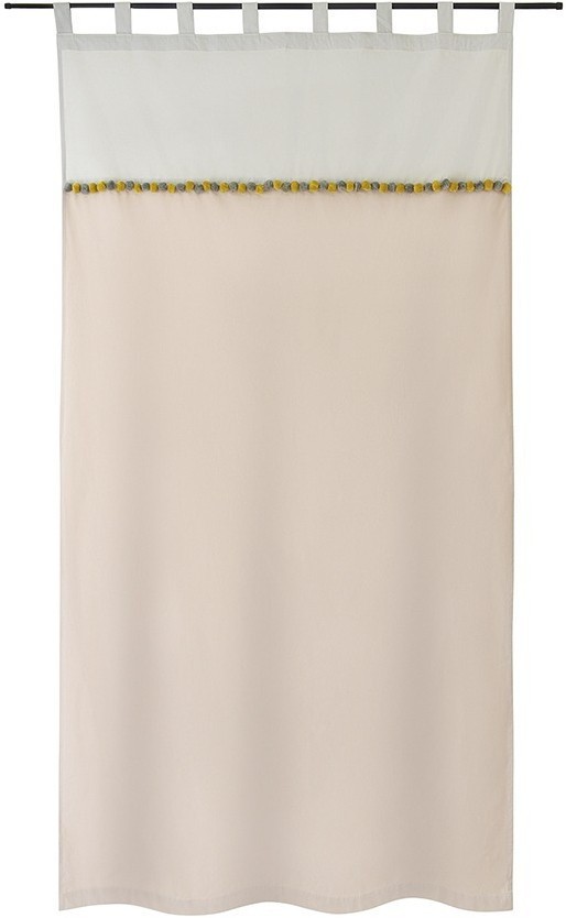 Штора из хлопка с помпонами бежево-серого цвета из коллекции essential, 150х290 см (76953)