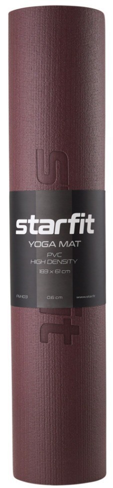 Коврик для йоги и фитнеса высокой плотности FM-103, PVC HD, 183x61x0,6 см, горячий шоколад (1549381)