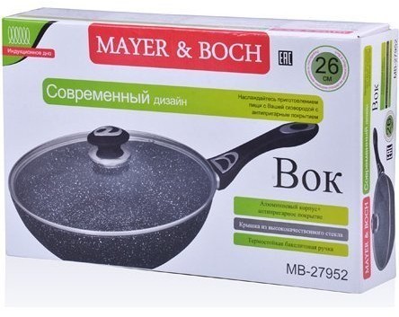 Сковорода-ВОК 26см мрам/крош АП с/кр Mayer&Boch (27952)