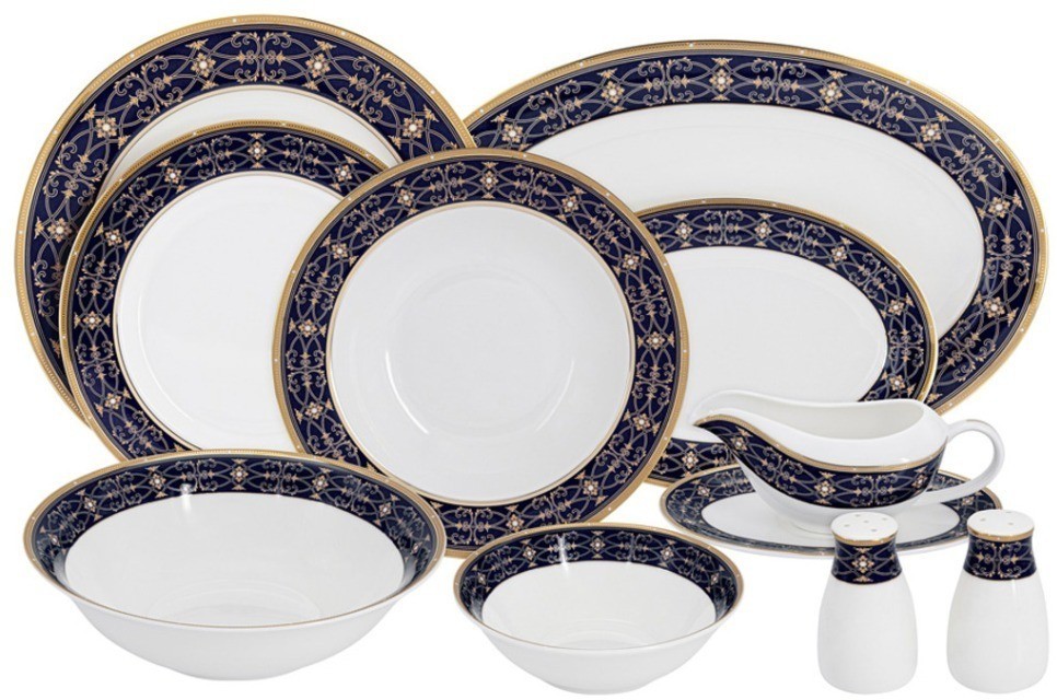 Обеденный сервиз Офелия (кобальт), 6 персон, 27 предметов - AL-22-005B/27-E5 Anna Lafarg Emily
