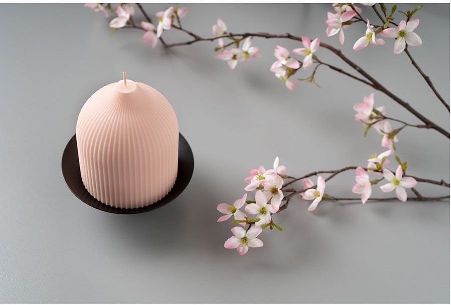 Свеча декоративная бежево-розового цвета из коллекции edge, 10,5 см (73476)