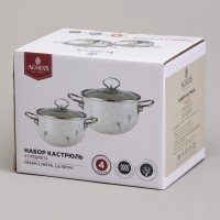 Набор кастрюль эмалированный, серия &quot;dandelion&quot; 4пр. 2,0/2,8л диа.18/20см Agness (943-100)