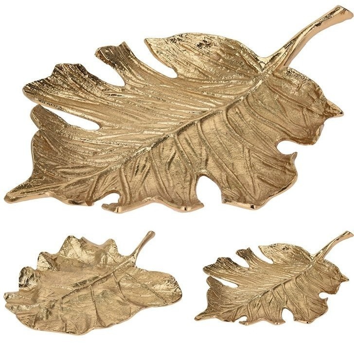 Тарелка декорат. "Лист" цвет золото 34*24*6см асс(2) (TT-00007366)