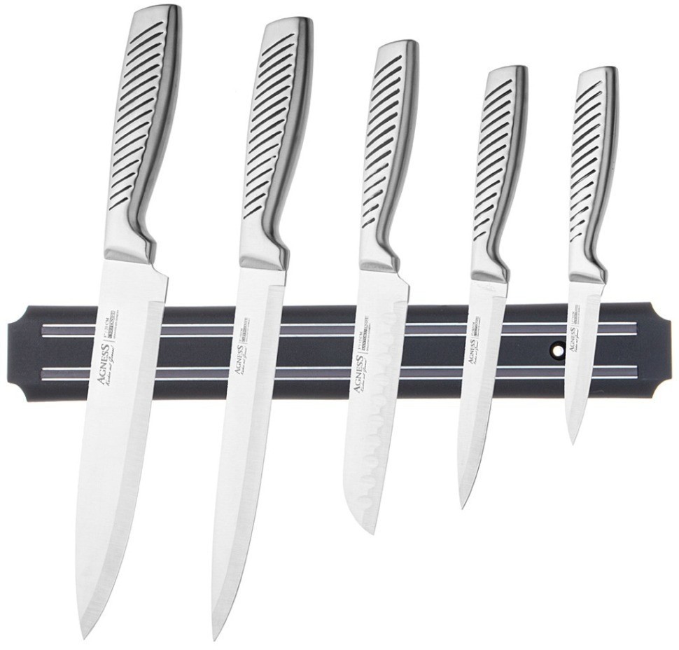 Набор ножей agness 6 пр.с магнитным держателем и ручкой из нерж.стали (911-766)