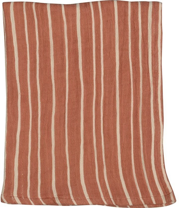 Полотенце кухонное из хлопкового муслина терракотового цвета с принтом Полоски из коллекции prairie, 50х70 см (69786)