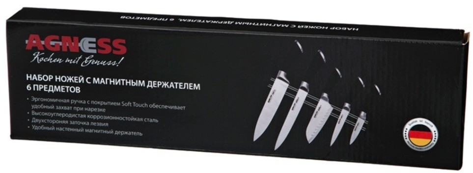 Набор ножей agness 6 пр.с магнитным держателем нерж.сталь Agness (911-040)