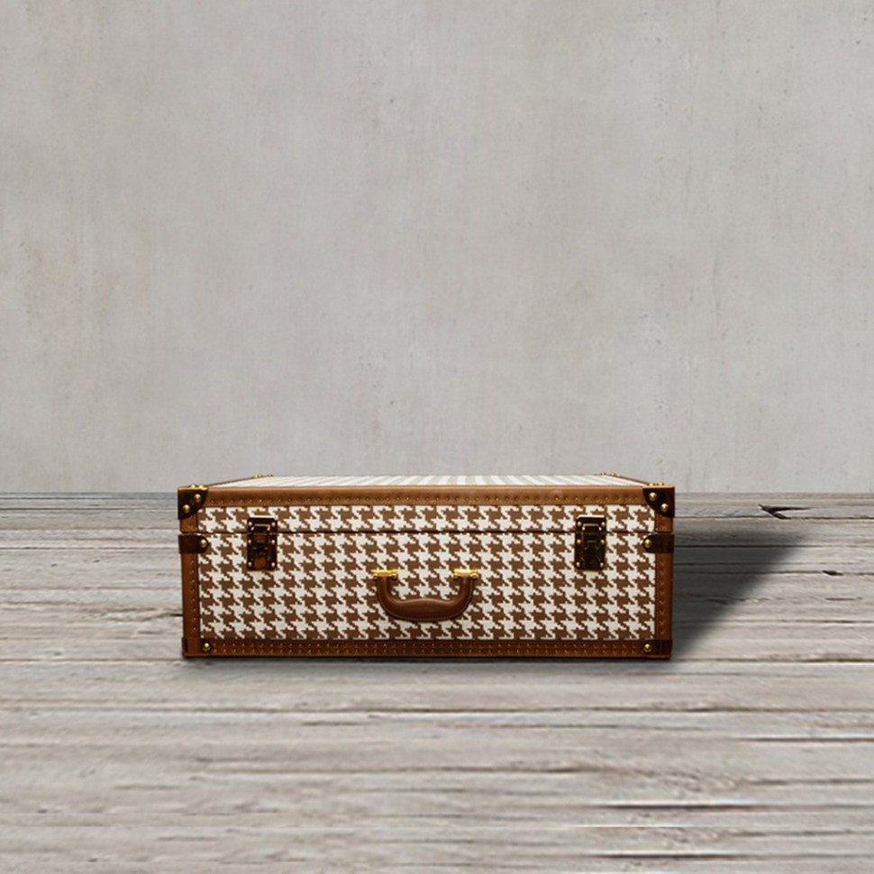 Сундук T0138A58C#, текстиль, кожа, металл, gold/brown, ROOMERS FURNITURE