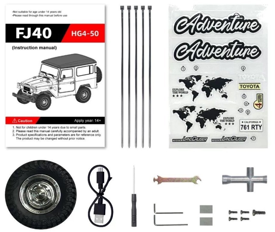 Радиоуправляемый внедрожник TOYOTA FJ40 PRO (свет, выхлоп, Li-Po 5C) (HG4-50-PRO-YELLOW)