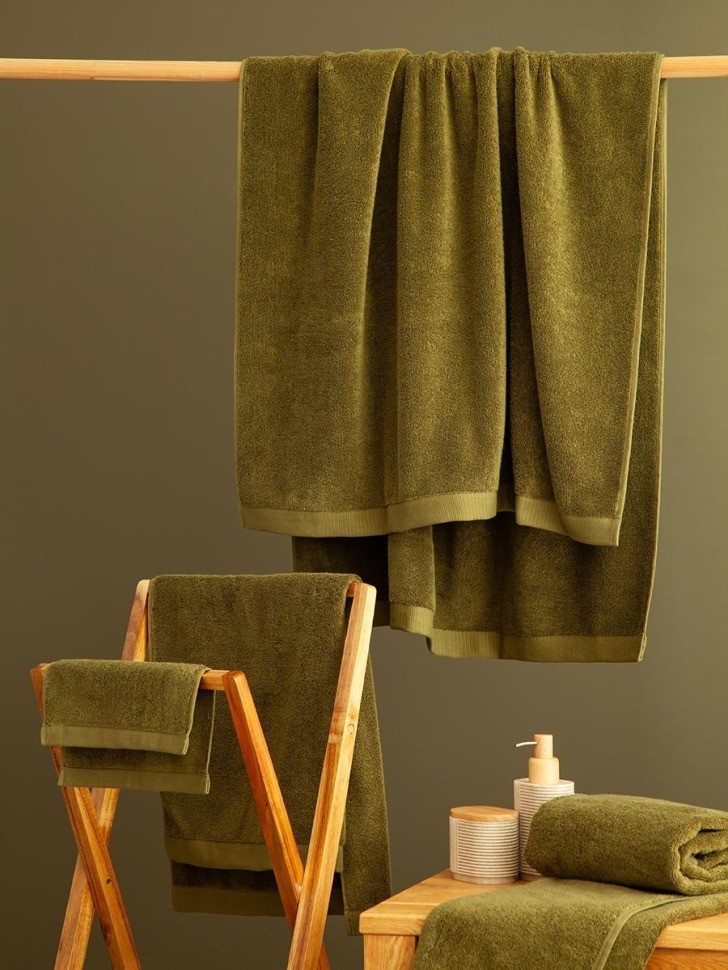 Полотенце для лица оливкового цвета из коллекции essential, 30х30 см (79185)