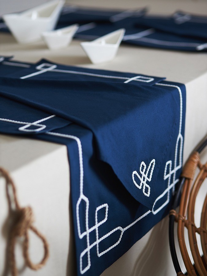 Дорожка на стол navy story из коллекции sea treasures, 45х150 см (79009)