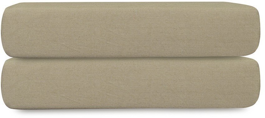 Простыня на резинке из стираного перкаля бежево-серого цвета из коллекции essential, 200х200х30 см (77761)