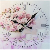 Картина Часы Хризантемы с кристаллами Swarovski (2020)