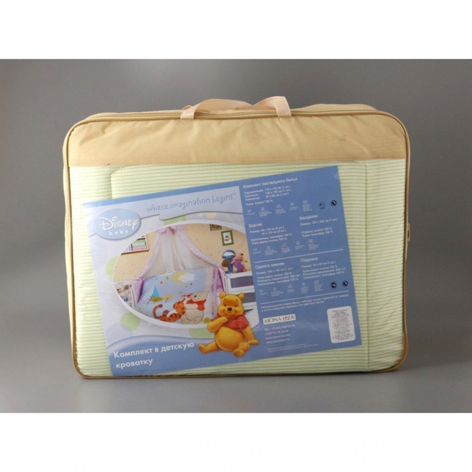Комплект детский"пух и тигра":кпб 110*140,балдахин,бордюр 4шт,одеяло, подушка, (748-159)