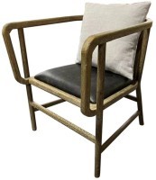 Полукресло HAC6018-OAK/A006B-2/CP155, дуб, кожа, текстиль, natural oak/black/grey, ROOMERS FURNITURE